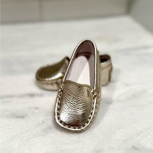 Tod's Metallic Gold Baby Moccasins